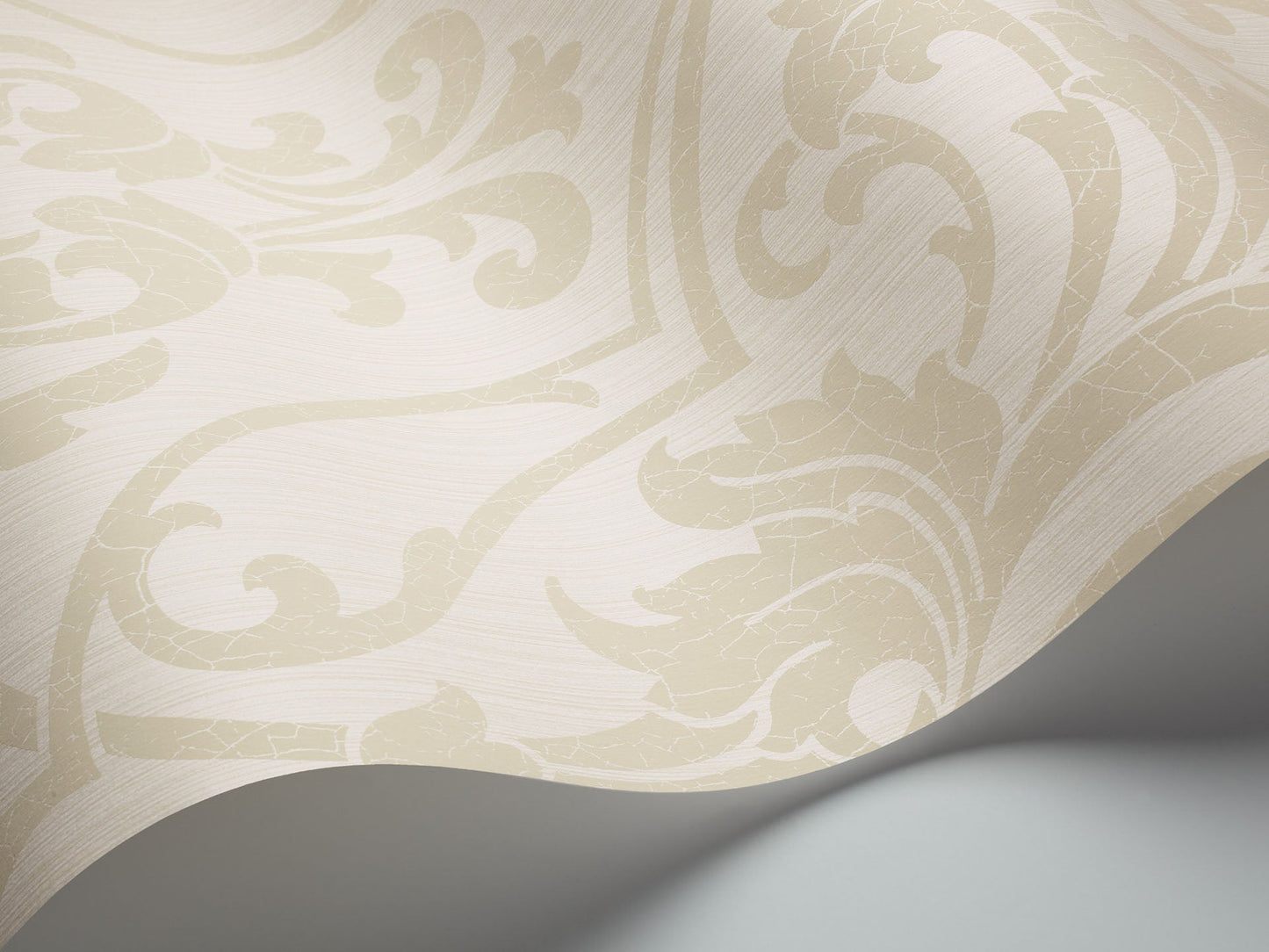 St Petersburg Damask Wallpaper - Parchment on White - 88/8036