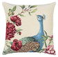 Peacock & Flowers Tapestry Cushion with Feather Filler 