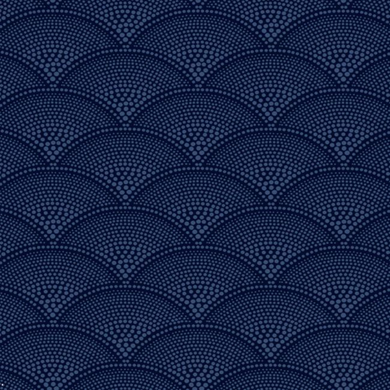 Feather Fan Wallpaper - Metallic Cornflower on Ink - 89/4019