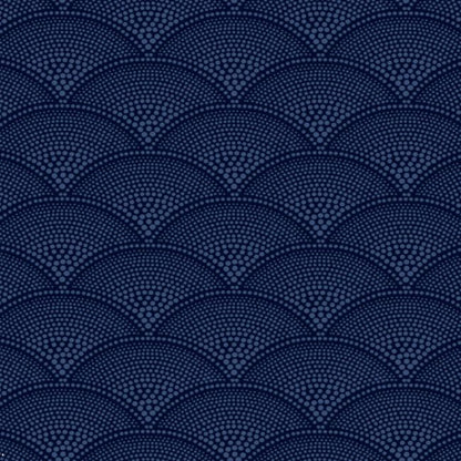 Feather Fan Wallpaper - Metallic Cornflower on Ink - 89/4019