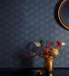 Feather Fan Wallpaper - Metallic Cornflower on Ink - 89/4019