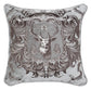 Regal Stag Silver Tapestry Cushion with Feather Filler 