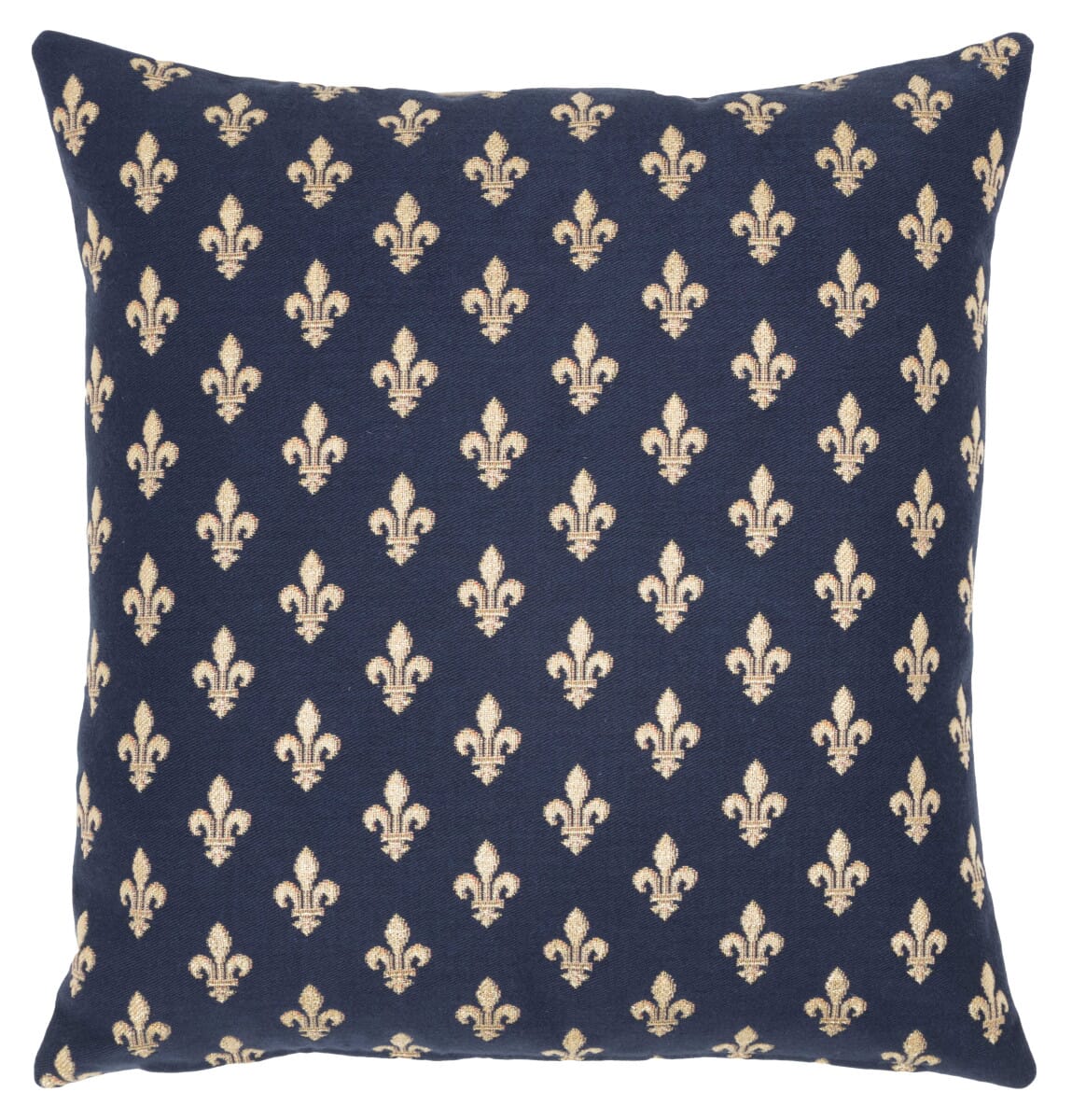 Blue Fleur de Lys Tapestry Cushion with Feather Filler 
