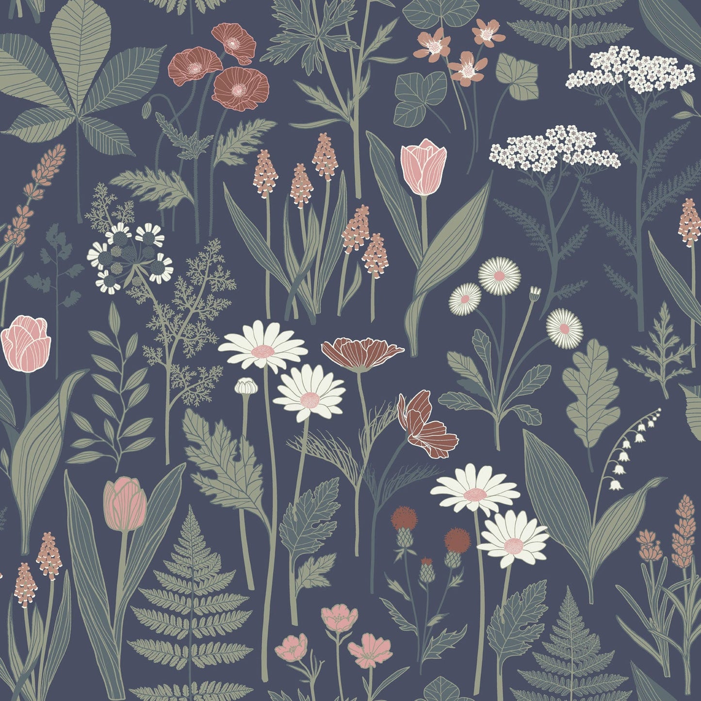 92102 - Elsa Wallpaper - Blue - Midbec