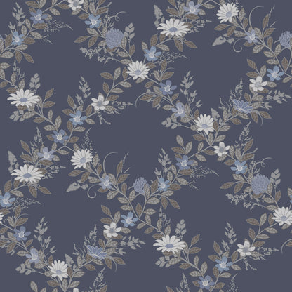 92109 - Margareta Wallpaper - Blue - Midbec