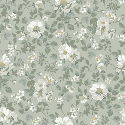 92113 - Johanna Wallpaper - Gray/Green - Midbec