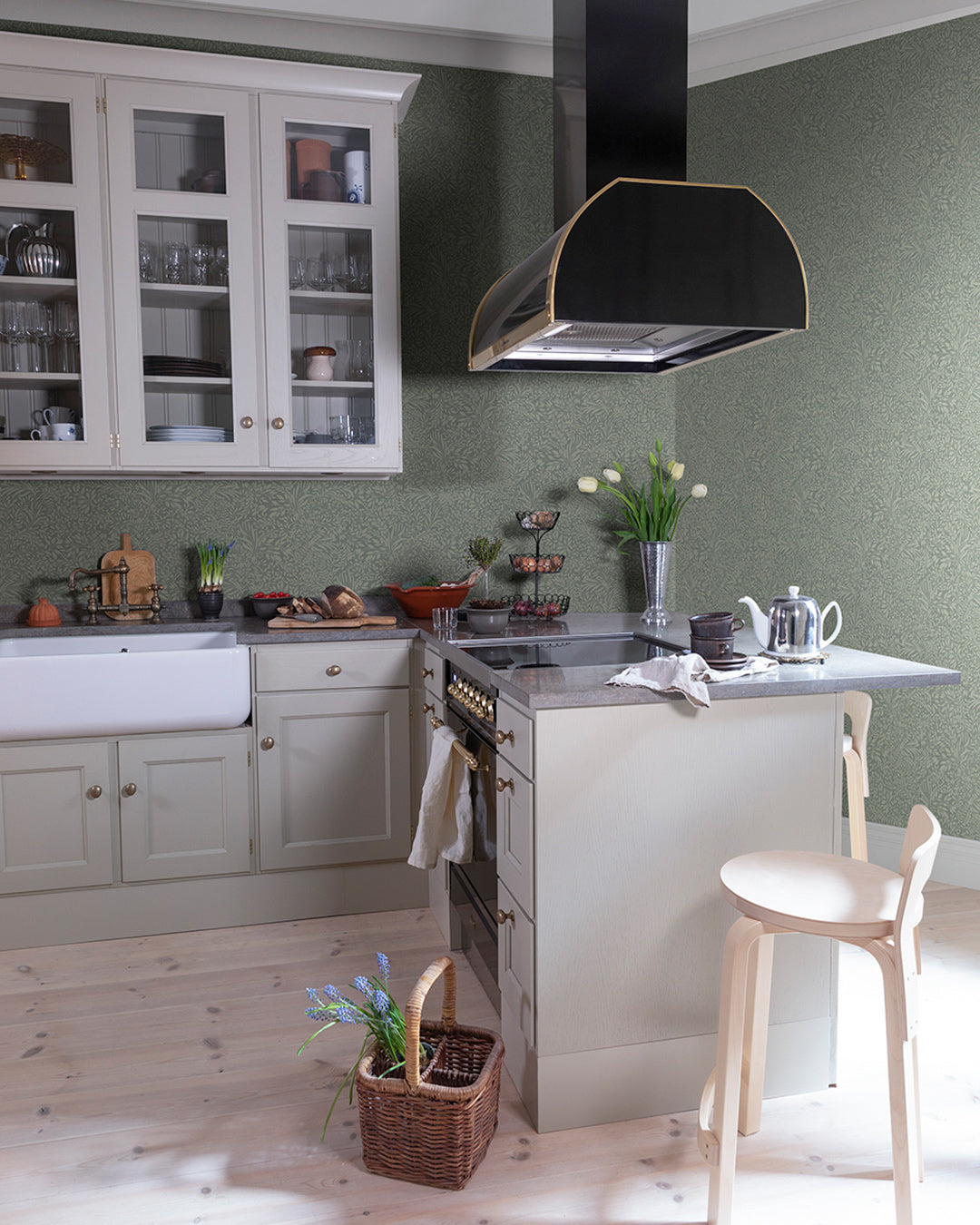 92117 - Kristina Wallpaper - Gray/Green - Midbec