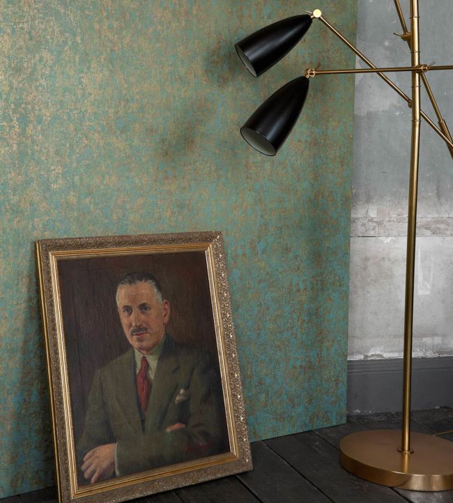 Salvage Wallpaper - Metallic Gold & Duck Egg - 92/11053