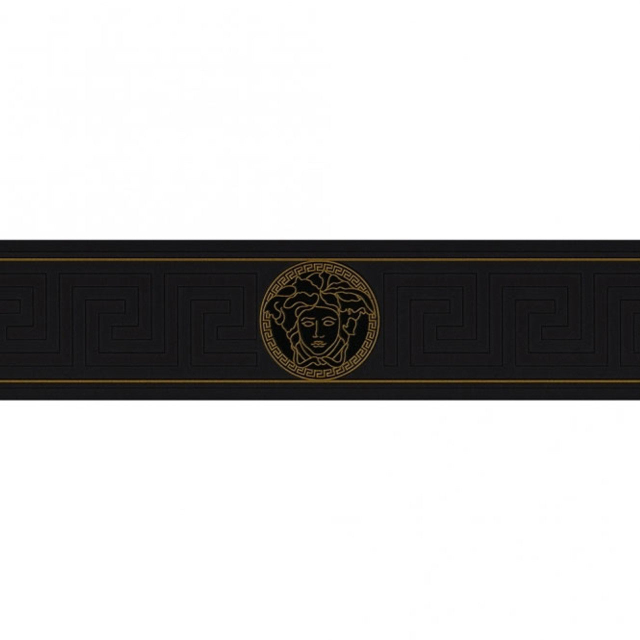 Greek Key Wallpaper Border - Black and Gold - Versace
