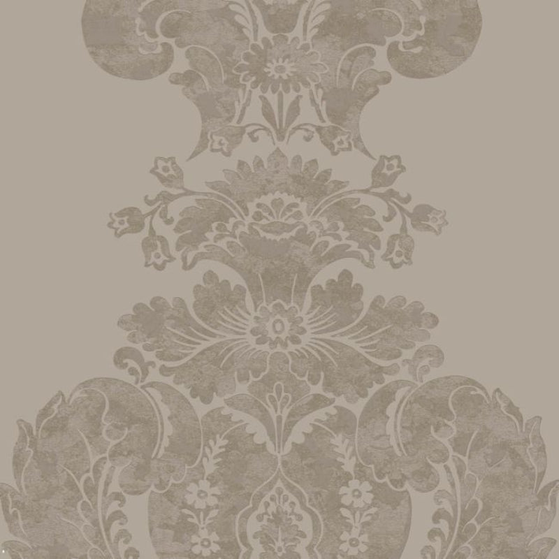 Baudelaire Wallpaper - Metallic Gilver on Dark Taupe - 94/1001