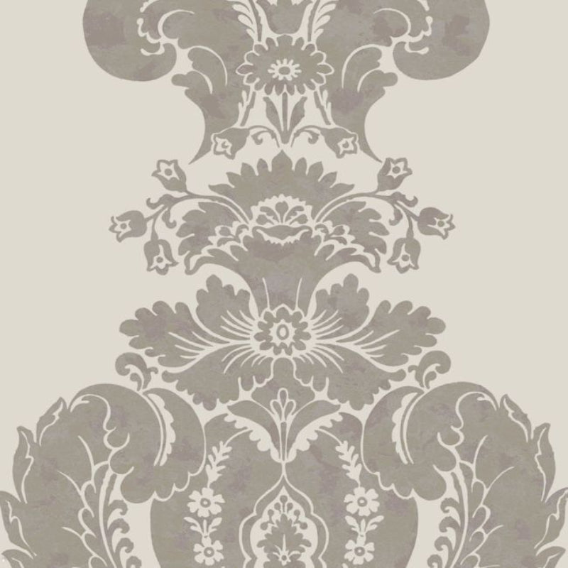 Baudelaire Wallpaper - Metallic Silver on Grey - 94/1004