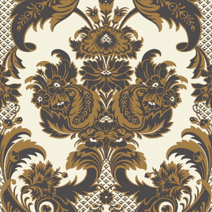 Wyndham Wallpaper - Metallic Gold & Charcoal on Chalk - 94/3014