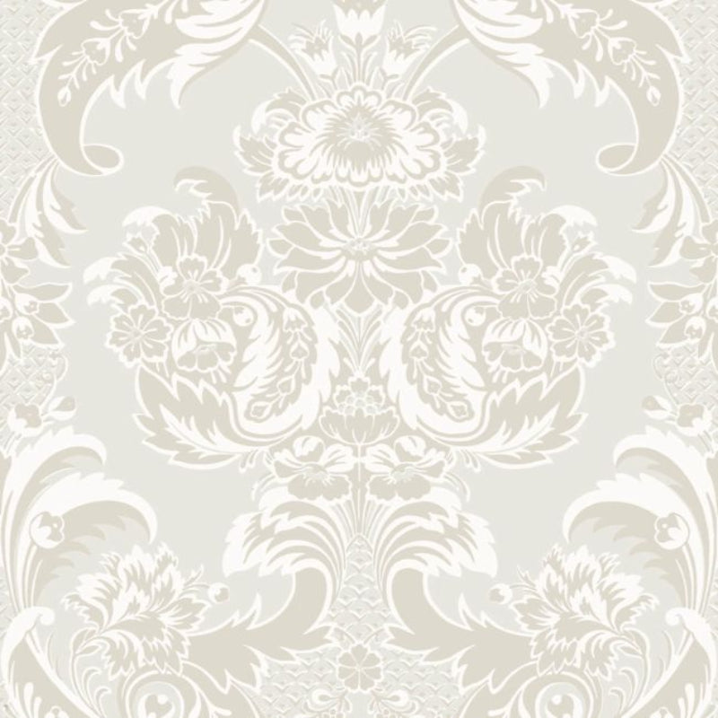 Wyndham Wallpaper - Chalk & Stone on Silver Mica - 94/3015