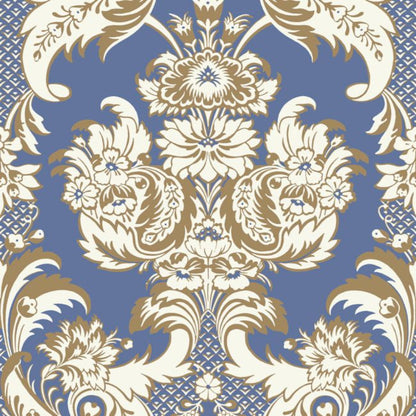 Wyndham Wallpaper - Chalk & Metallic Gold on Cerulean Sky - 94/3016