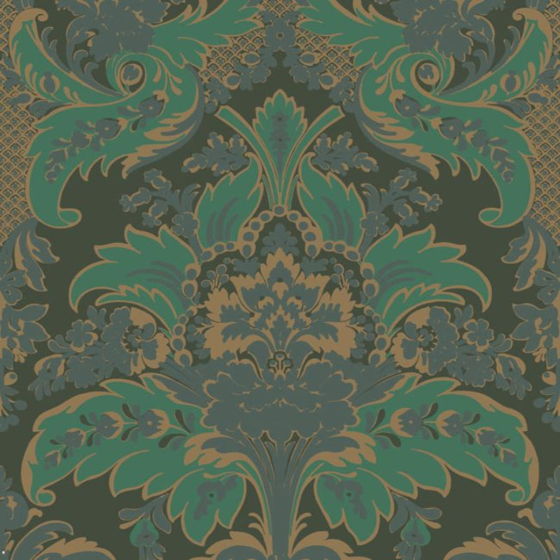 Aldwych Wallpaper - Metallic Gold & Viridian on Dark Viridian - 94/5028