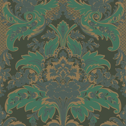 Aldwych Wallpaper - Metallic Gold & Viridian on Dark Viridian - 94/5028