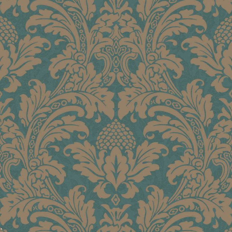 Blake Wallpaper - Metallic Gold on Teal - 94/6031