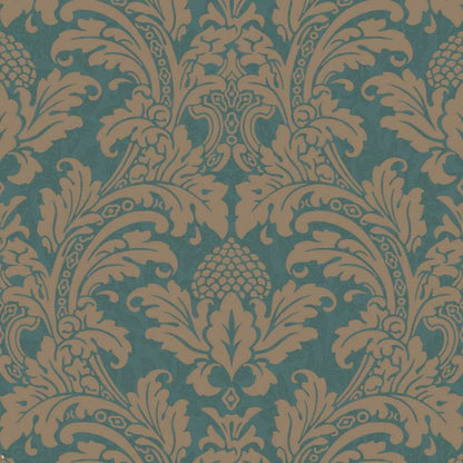 Blake Wallpaper - Metallic Gold on Teal - 94/6031