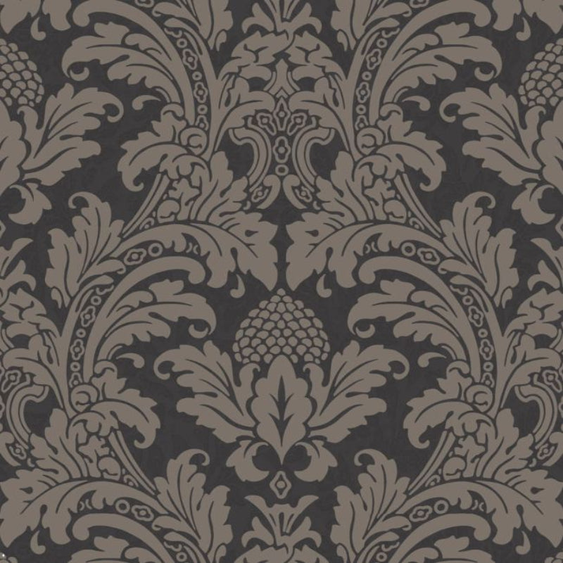 Blake Wallpaper - Metallic Pewter on Charcoal - 94/6032