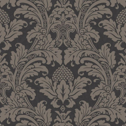 Blake Wallpaper - Metallic Pewter on Charcoal - 94/6032