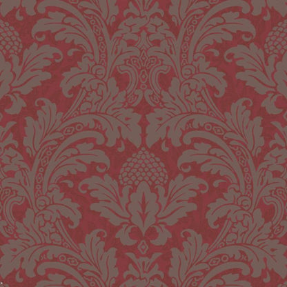 Blake Wallpaper - Metallic Pewter on Red - 94/6034
