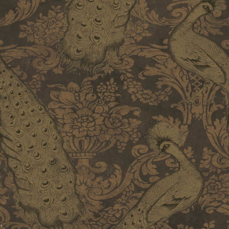 Byron Wallpaper - Metallic Gold & Bronze on Charcoal - 94/7036