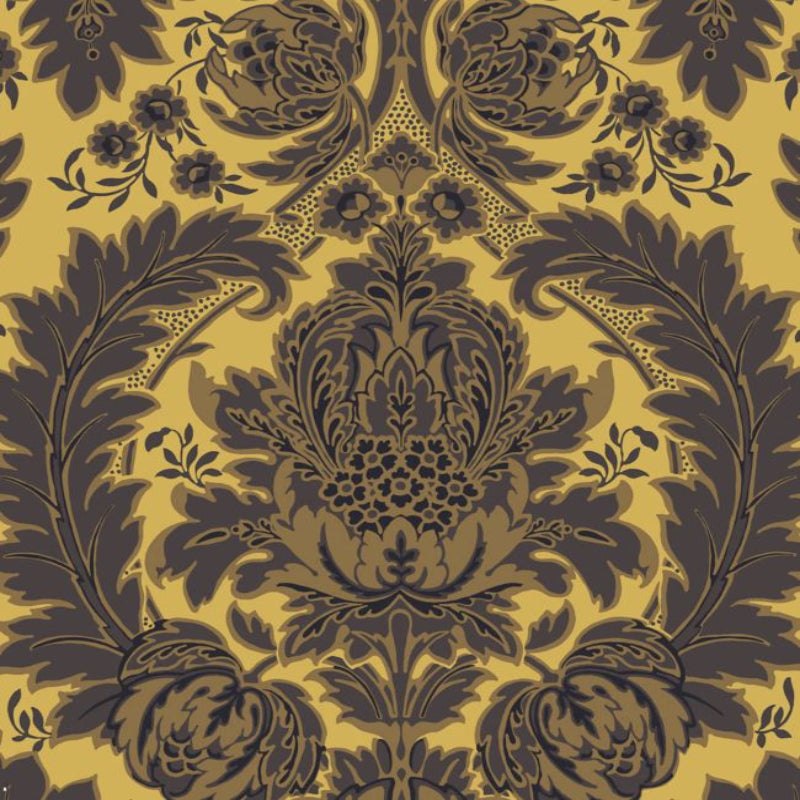 Coleridge Wallpaper - Charcoal on Yellow - 94/9049