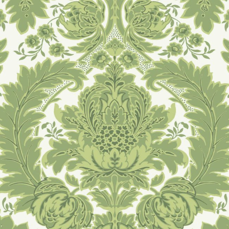Coleridge Wallpaper - Leaf Green on White - 94/9050