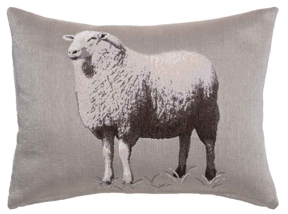 Sheep Country Linen Tapestry Cushion with Feather Filler 