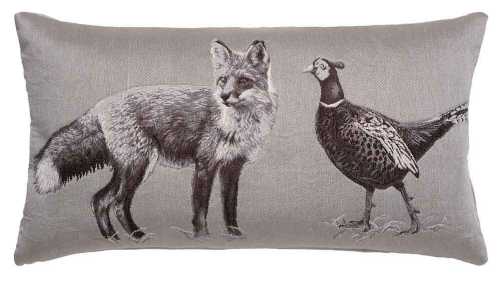 Fox & Pheasant Country Linen Tapestry Cushion with Feather Filler 