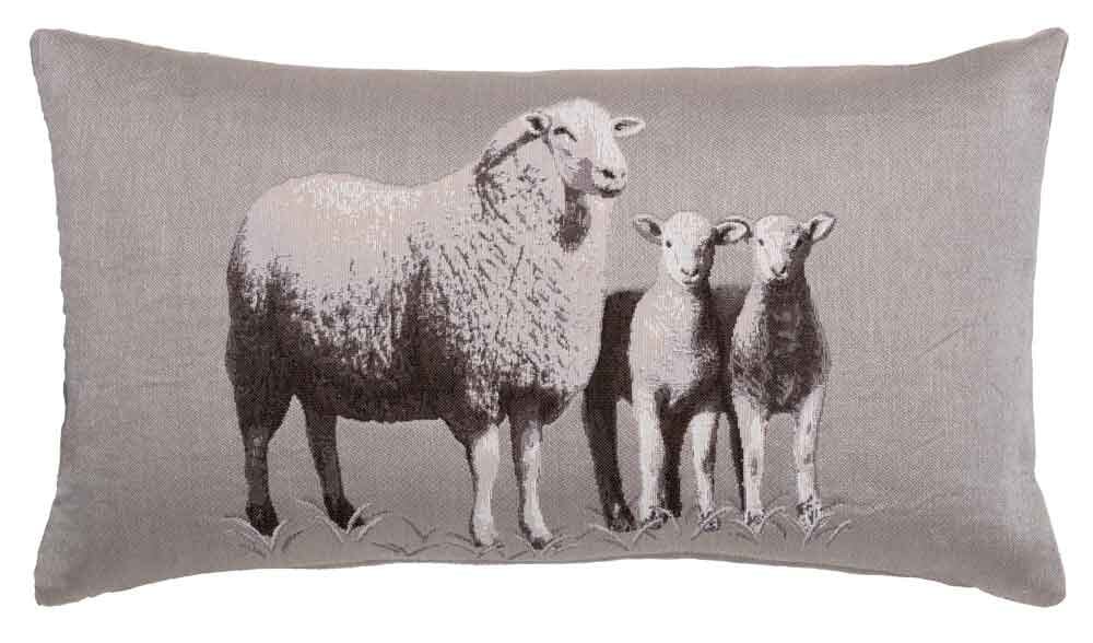 Suffolk White & Lambs Country Linen Tapestry Cushion with Feather Filler 