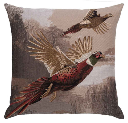 Pheasants in Flight Regular Cushion with Feather Filler 
