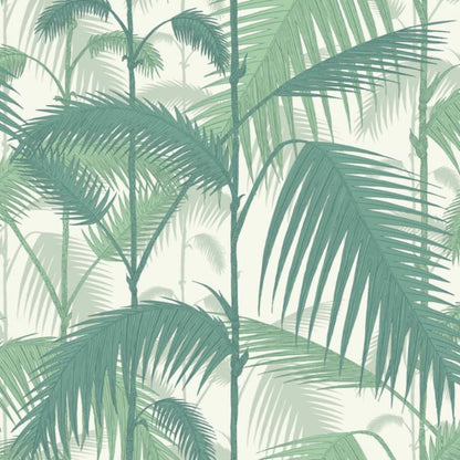 Palm Jungle Wallpaper - Teal & Viridian on Chalk - 95/1002