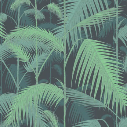Palm Jungle Wallpaper - Viridian on Charcoal - 95/1003