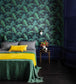 Palm Jungle Wallpaper - Viridian on Charcoal - 95/1003