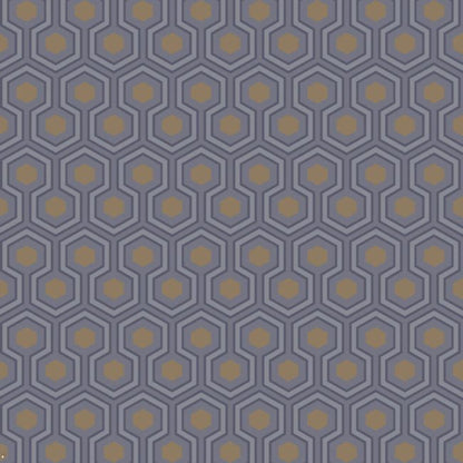 Hicks' Hexagon Wallpaper - Soot & Metallic Bronze on Slate Grey - 95/3015