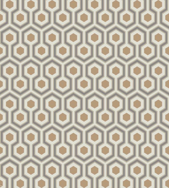 Hicks' Hexagon Wallpaper - Soot & Metallic Bronze on Linen - 95/3017