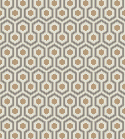 Hicks' Hexagon Wallpaper - Soot & Metallic Bronze on Linen - 95/3017