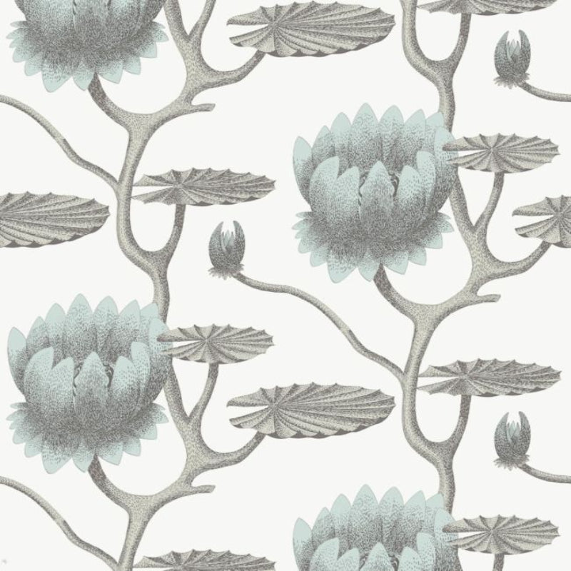 Summer Lily Wallpaper - Print Room Blue on Chalk - 95/4022