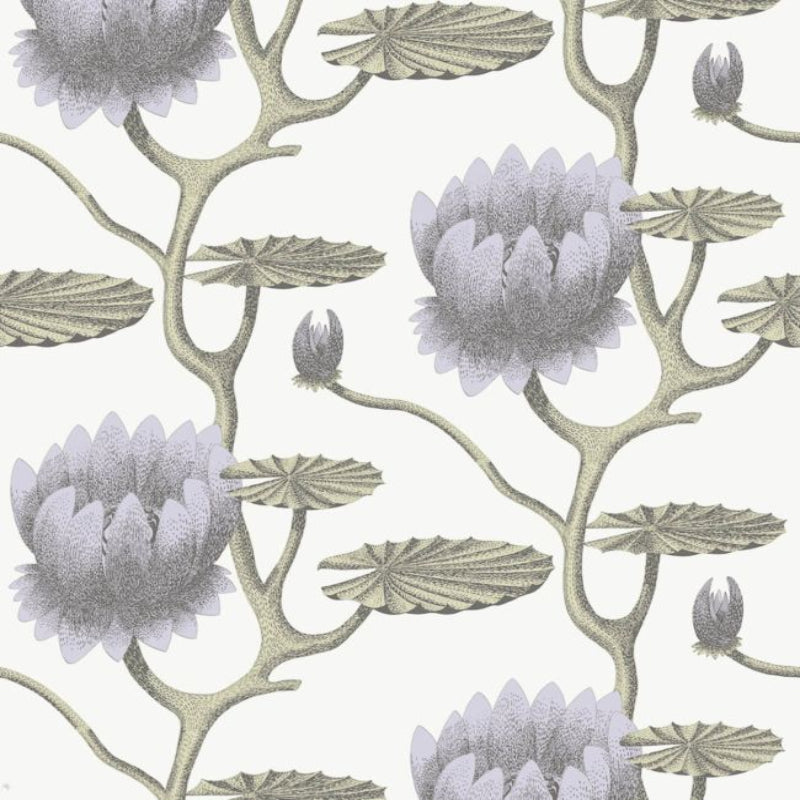 Summer Lily Wallpaper - Soft Purple on White - 95/4023