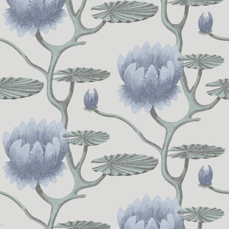 Summer Lily Wallpaper - Hyacinth Blue & Seafoam on Stone - 95/4024