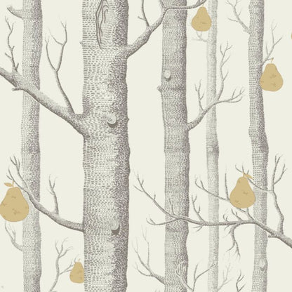 Woods & Pears Wallpaper - Soot & Metallic Gold on Stone - 95/5032