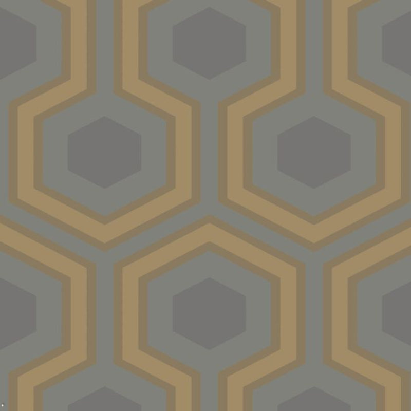 Hicks' Grand Wallpaper - Metallic Gold & Charcoal on Soot - 95/6033