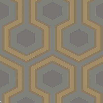 Hicks' Grand Wallpaper - Metallic Gold & Charcoal on Soot - 95/6033