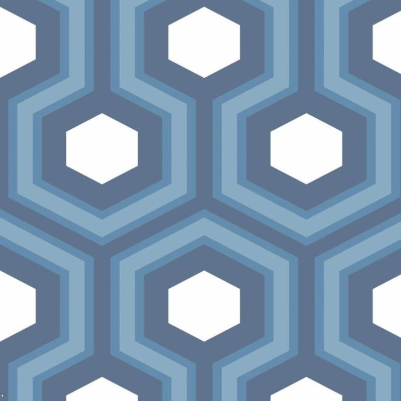Hicks' Grand Wallpaper - Blue & White on Navy - 95/6035