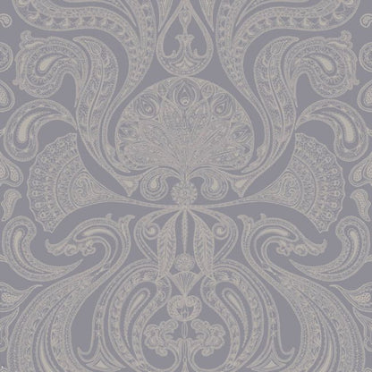 Malabar Wallpaper - Metallic Silver on Lilac Grey - 95/7042