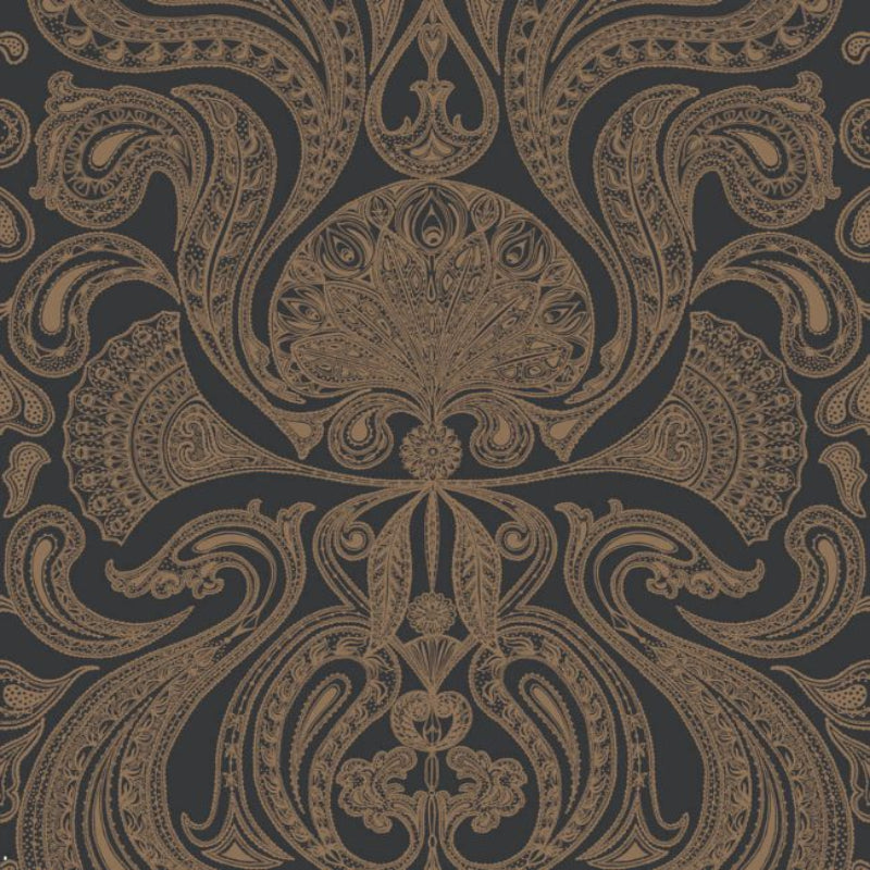 Malabar Wallpaper - Metallic Bronze on Charcoal - 95/7044