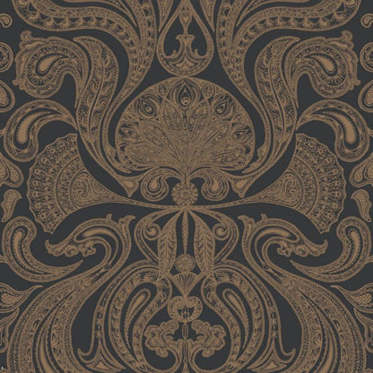 Malabar Wallpaper - Metallic Bronze on Charcoal - 95/7044
