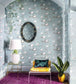 Flamingos Wallpaper - Metallic Silver & Teal on Charcoal - 95/8048