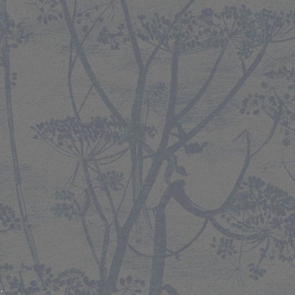 Cow Parsley Wallpaper - Charcoal & Metallic Gilver - 95/9050